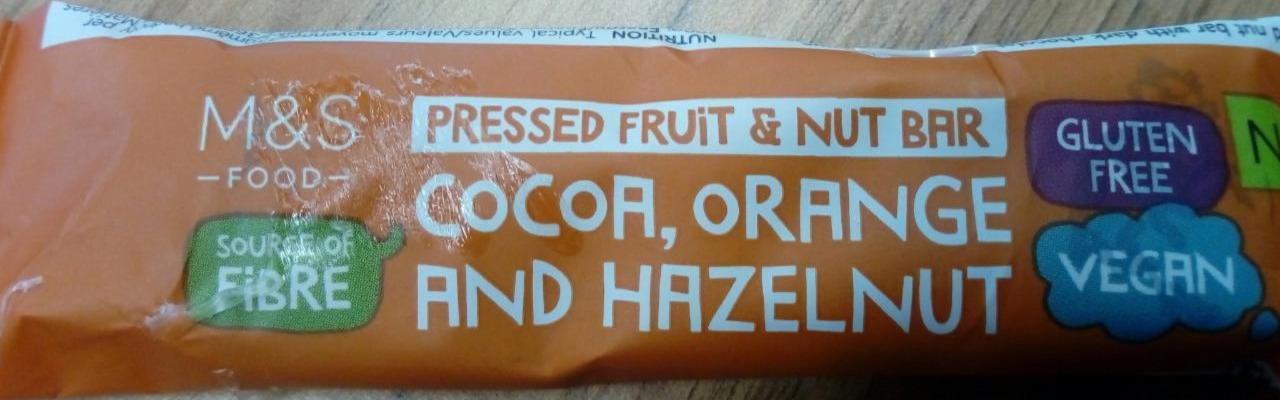 Fotografie - Pressed Fruit & Nut bar cocoa, orange and hazelnut M&S Food