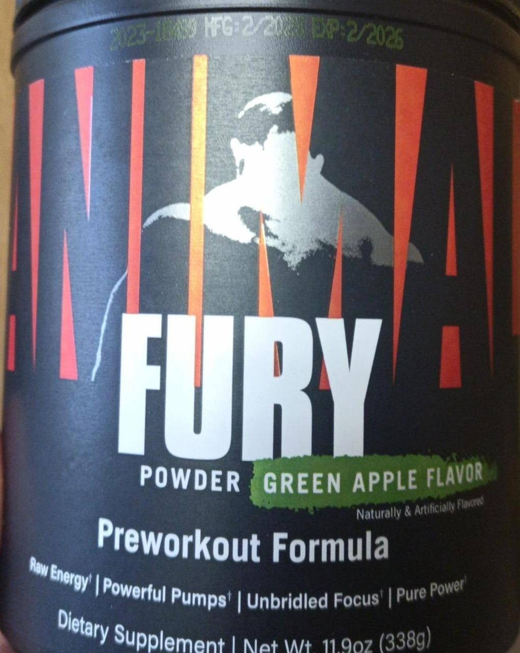 Fotografie - Fury powder Green Apple flavor Animal
