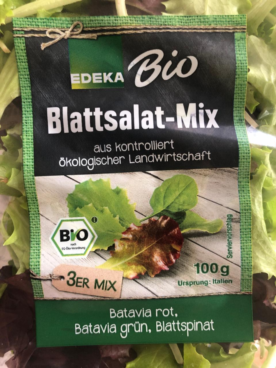 Fotografie - Blattsalat-Mix Batavia rot, Batavia grün, Blattspinat Edeka Bio