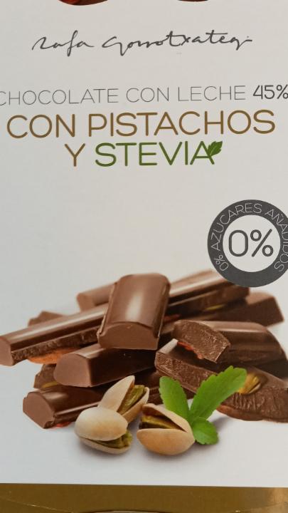 Fotografie - Chocolate con leche 45% con Pistachos y Stevia Rafa Gorrotxategi