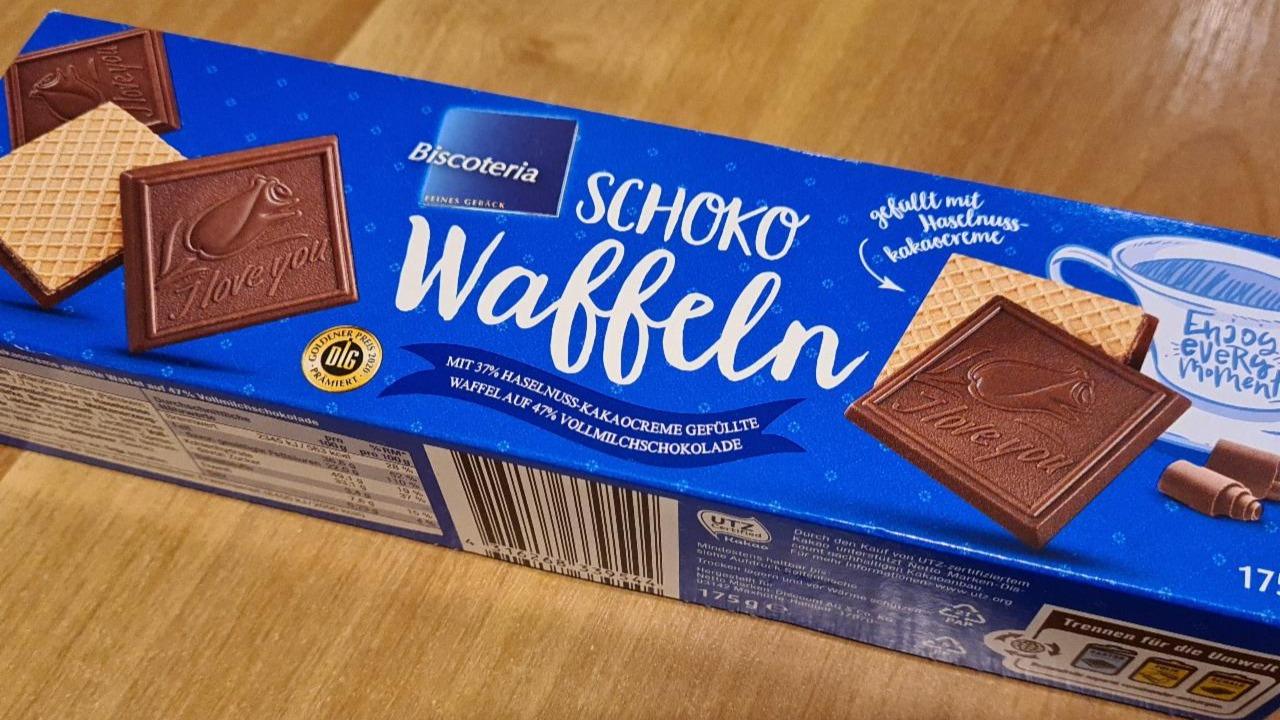Fotografie - Schoko Waffeln mit 37% Haselnuss-Kakaocreme Biscoteria