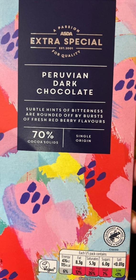 Fotografie - Peruvian dark chocolate 70% Asda