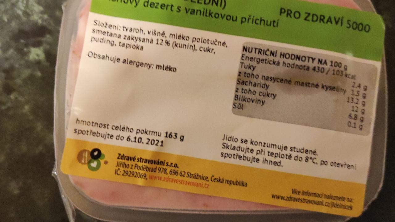 Fotografie - Višňový dezert s vanilkovou příchutí Zdravé stravování