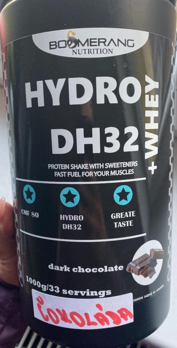 Fotografie - Whey Hydro Protein DH32 Dark Chocolate Boomerang Nutrition