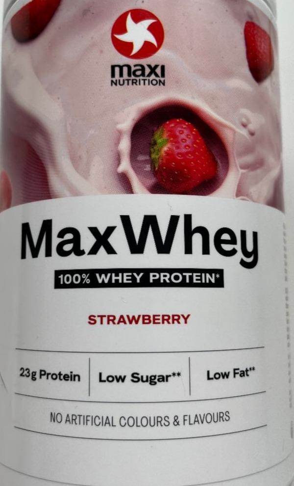Fotografie - MaxWhey 100% whey protein strawberry Maxi nutrition