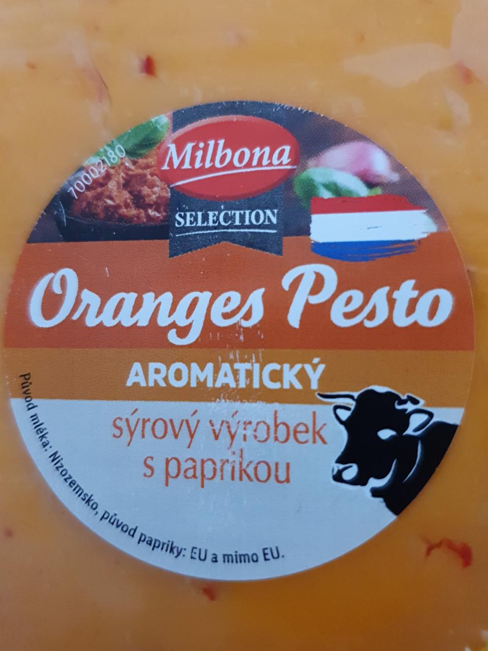Fotografie - Oranges Pesto aromatický sýrový výrobek s paprikou Milbona