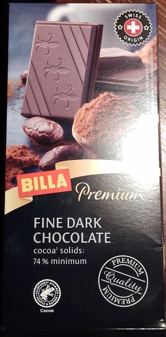 Fotografie - Fine Dark Chocolate cocoa 74% Billa Premium