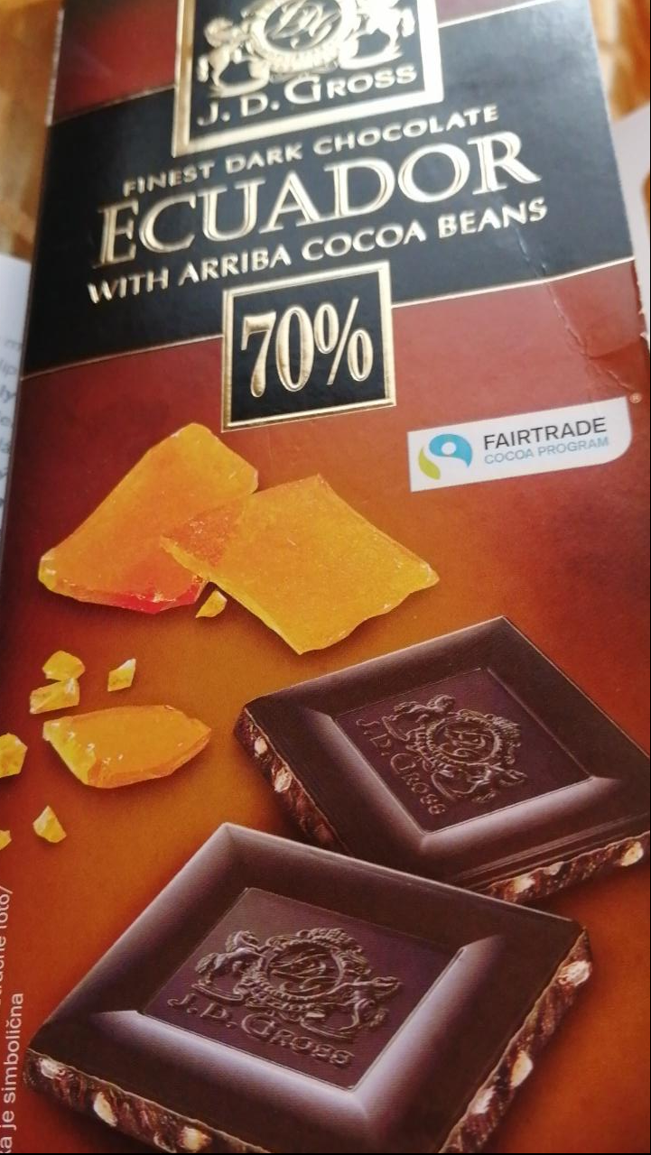 Fotografie - Exkluzivní čokoláda Ecuador 70% Dark Chocolate Caramel J.D.Gross