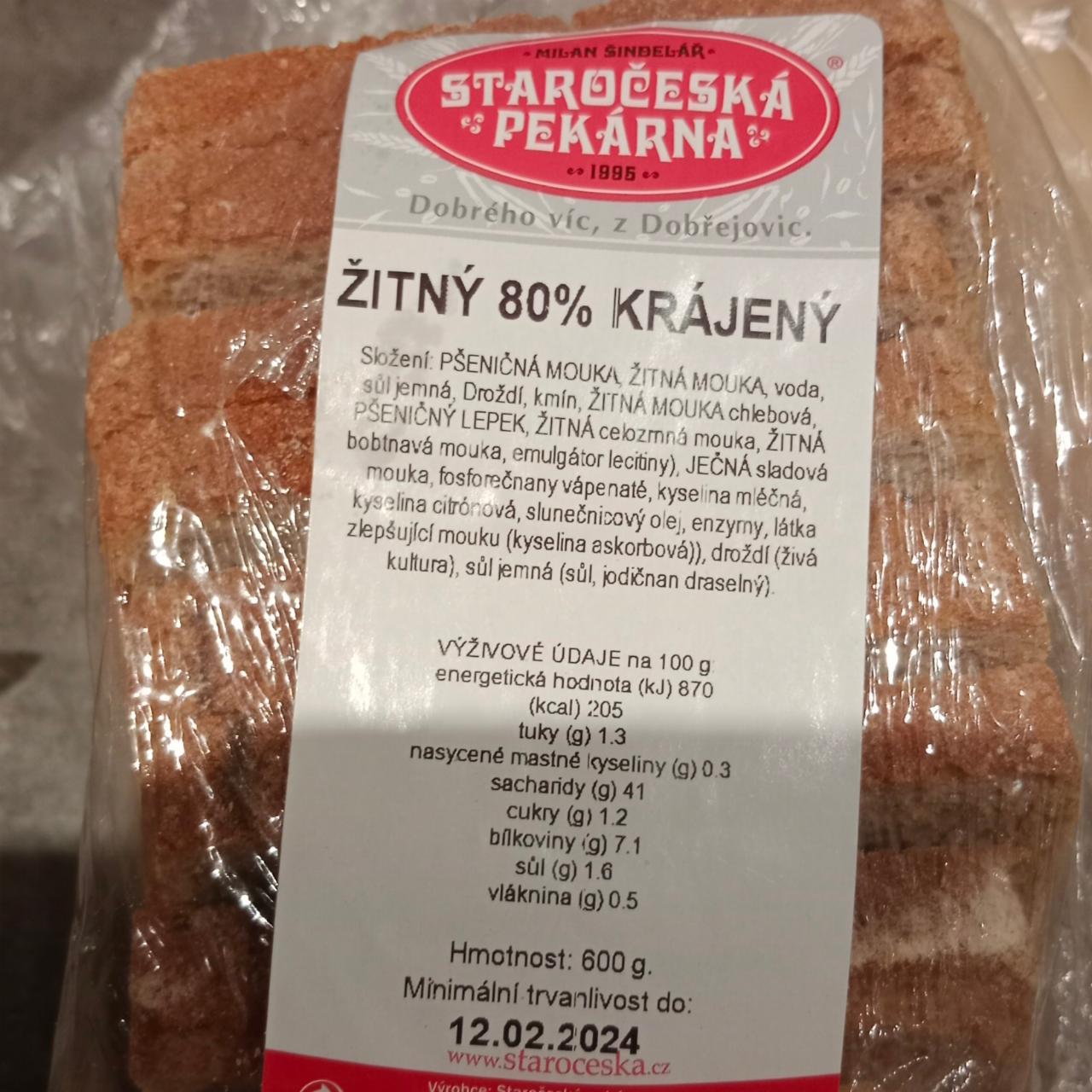 Fotografie - Žitný 80% krájený Staročeská pekárna