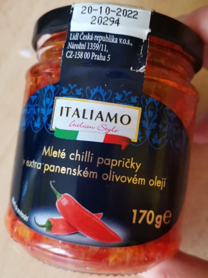 Fotografie - Mleté chilli papričky v extra panenském olivovém oleji Italiamo