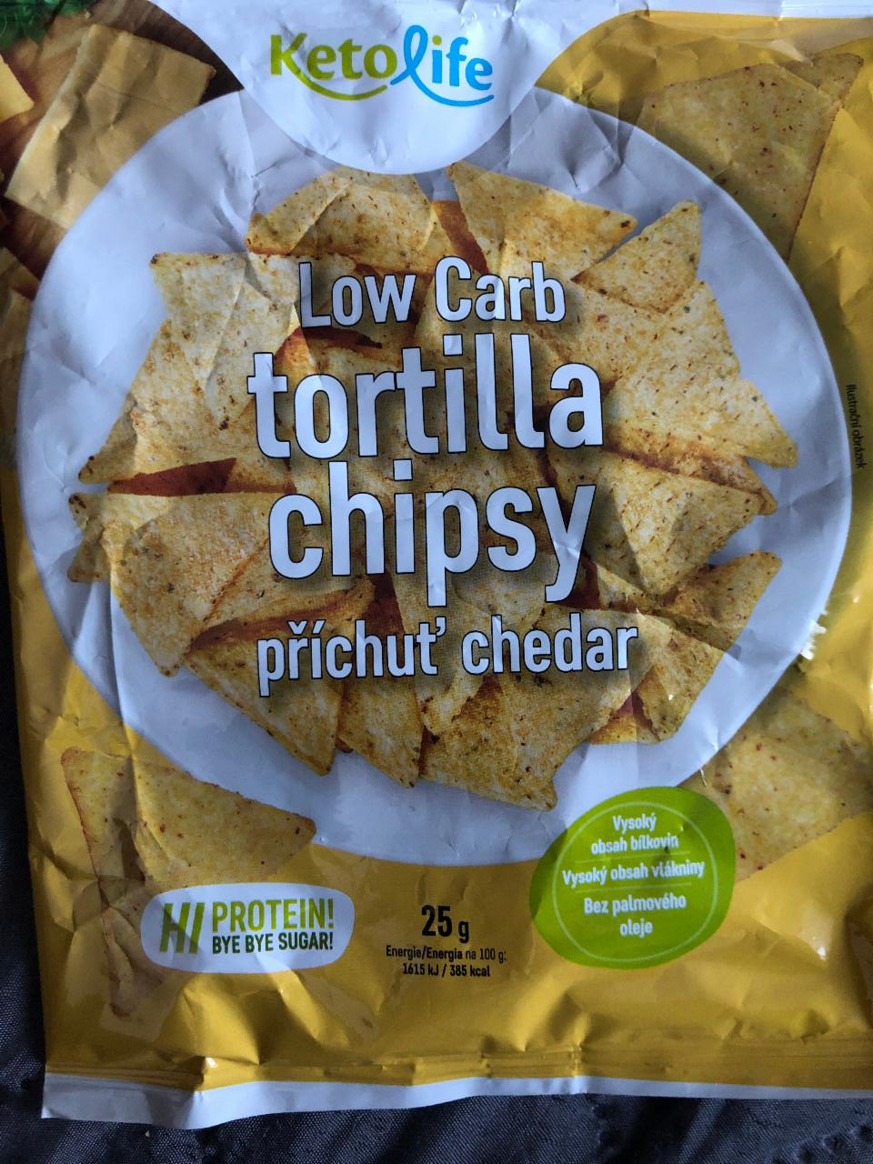 Fotografie - Low Carb Tortilla chipsy příchuť chedar Ketolife
