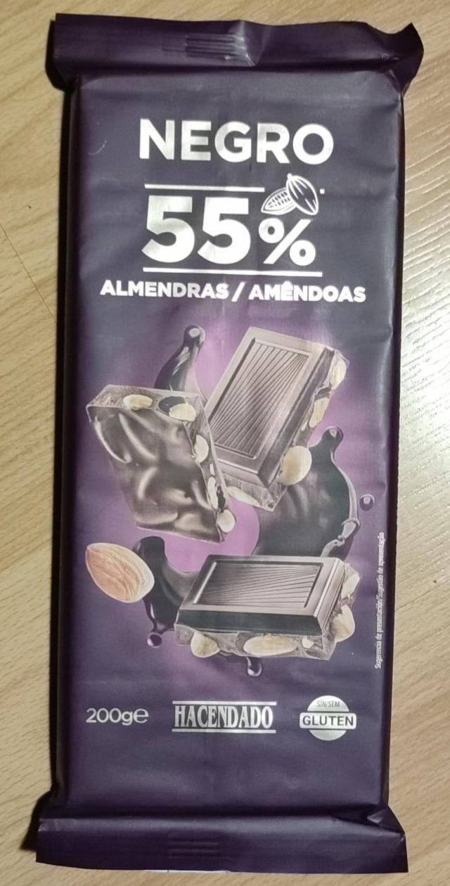 Fotografie - Chocolate Negro 55% Almendras Hacendado