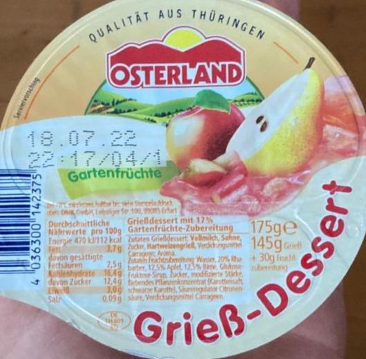 Fotografie - Grieß-Dessert Gartenfrüchte Osterland
