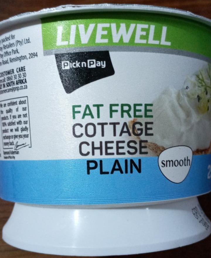 Fotografie - Fat Free Smooth Cottage Cheese Plain PnP Live Well