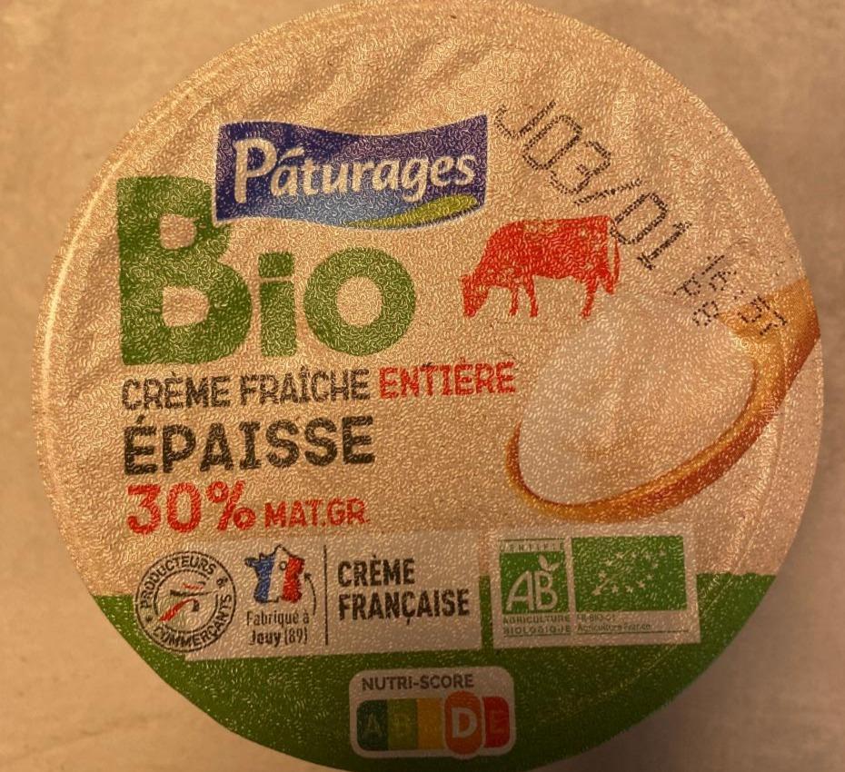 Fotografie - Bio crème fraîche entière Epaisse 30% Páturages