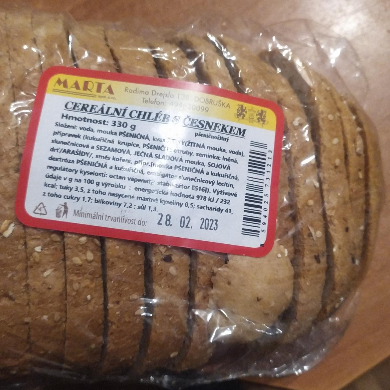 Fotografie - Cereální chléb s česnekem Pekárna Dobruška MARTA