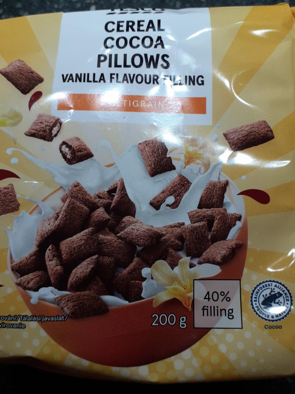 Fotografie - Cereal Cocoa Pillows Vanilla flavour filling Tesco