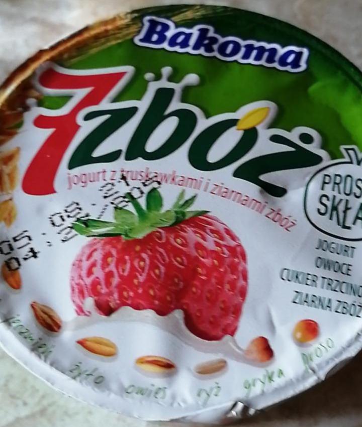 Fotografie - 7 zbóż Jogurt z truskawkami i ziarnami zbóż Bakoma