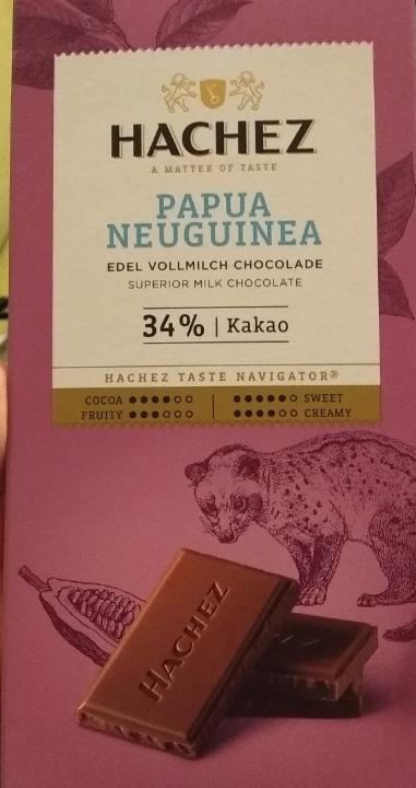 Fotografie - Edel Vollmilch-Chocolade Papua Neuguinea 34% kakao Hachez