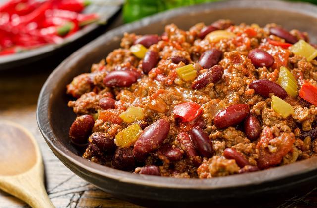 Fotografie - chilli con carne (mleté maso, rajčata, fazole, paprika)