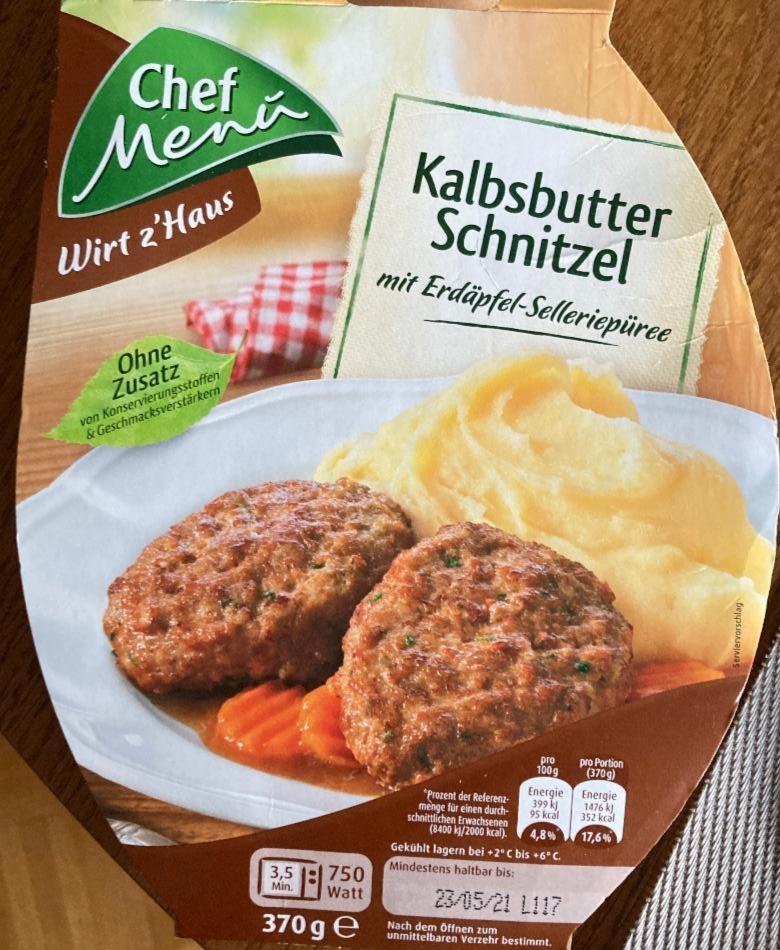 Fotografie - Kalbsbutter Schnitzel mit Erdäpfel-Selleriepüree Chef Menü