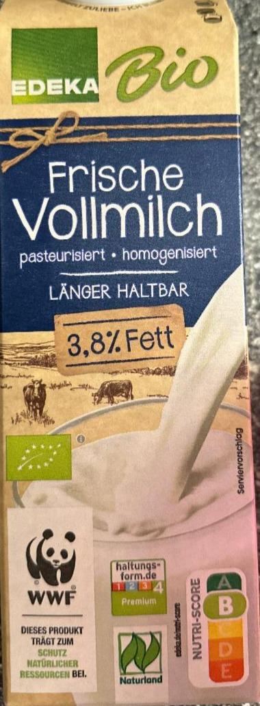 Fotografie - Frische Vollmilch 3,8% Fett Edeka Bio