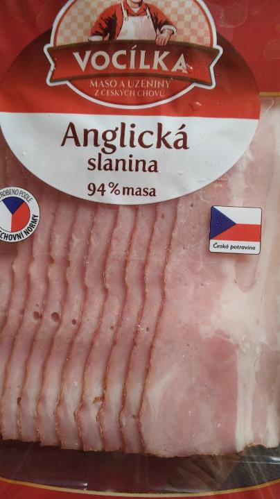 Fotografie - Anglická slanina 94% masa, krájená Vocílka