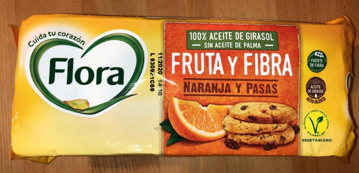 Fotografie - Fruta y Fibra galletas con naranja y pasas Flora