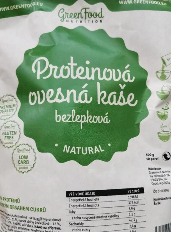 Fotografie - Proteinová ovesná kaše bezlepková natural GreenFood Nutrition