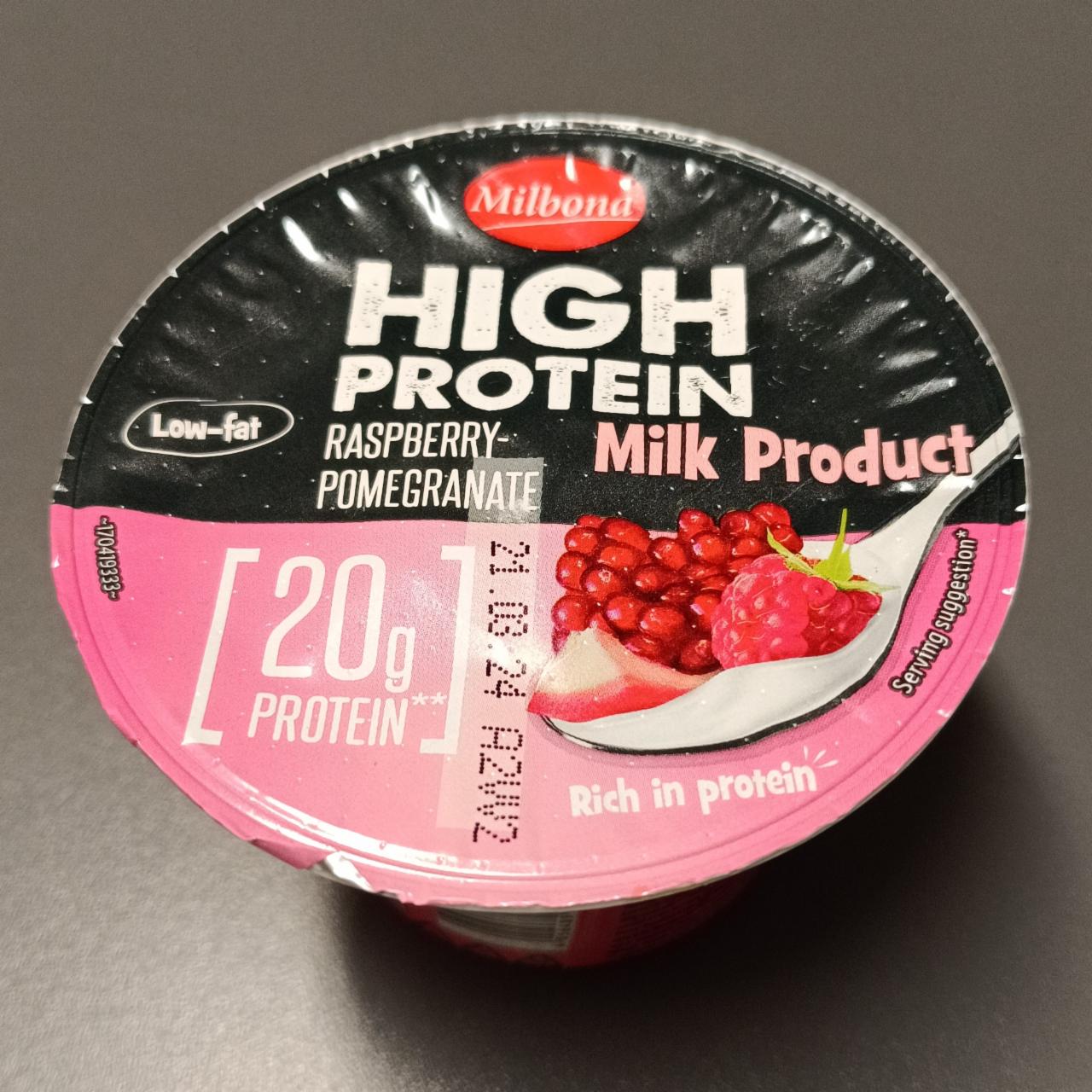 Fotografie - High protein milk product raspberry pomegranate Milbona