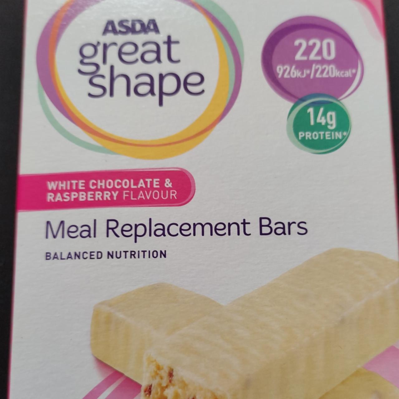 Fotografie - Meal Replacement Bars White chocolate & raspberry Asda great shape