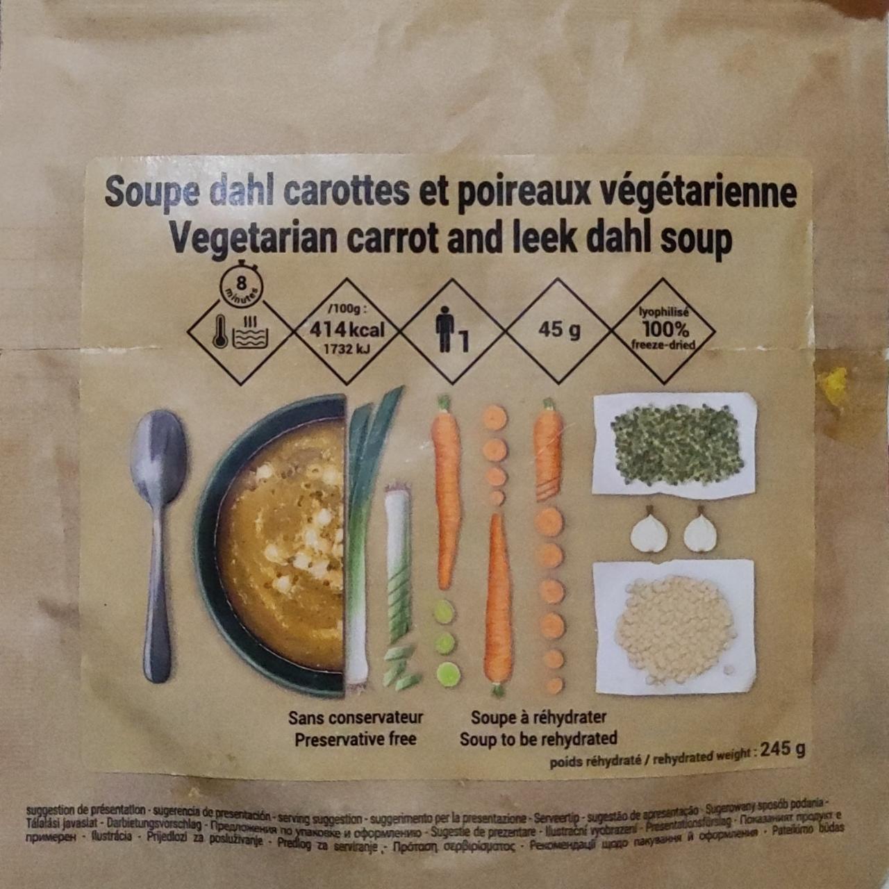 Fotografie - Vegetariánská polévka dhal s mrkví a pórkem, čočkou a cizrnou, lyofilizované
