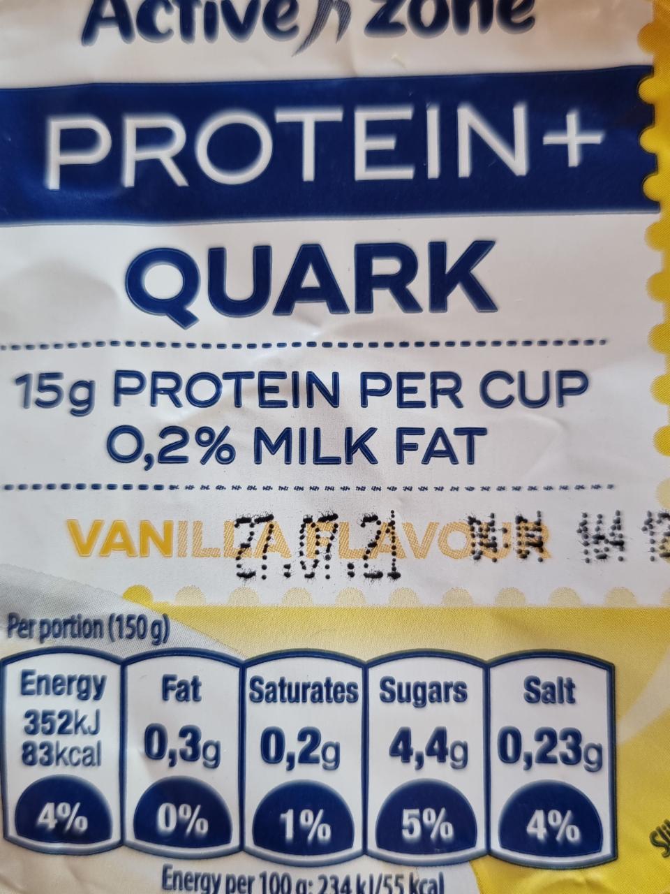 Fotografie - Protein+ Quark 15g protein Vanilla flavour Active zone