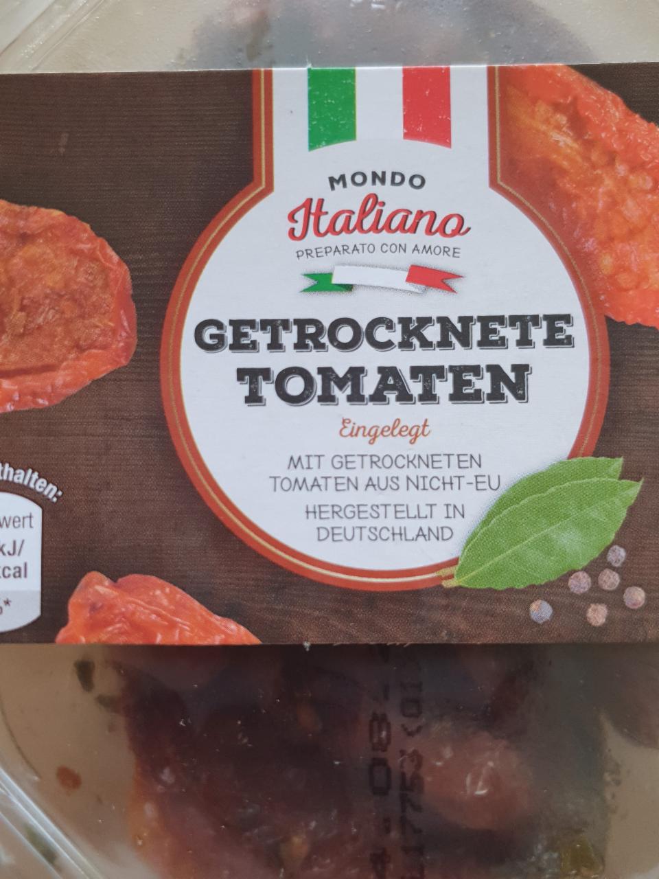 Getrocknete Tomaten Mondo Italiano nutriční a kJ kalorie, hodnoty 