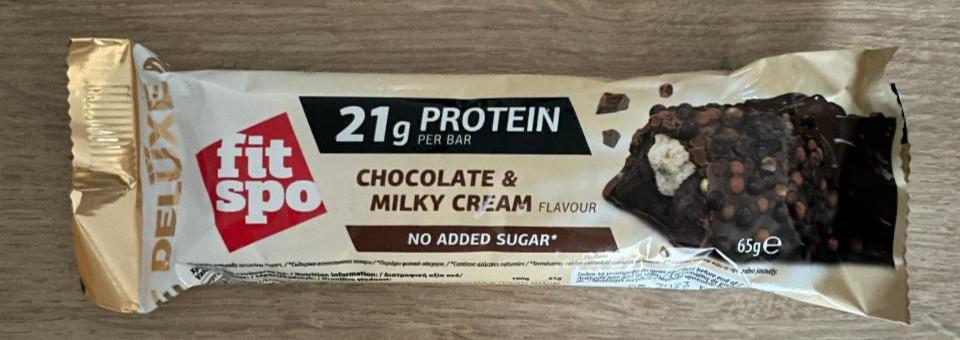 Fotografie - Deluxe 21g Protein bar Chocolate & Milky Cream Fitspo