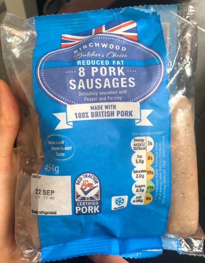 Fotografie - 8 Reduced Fat Pork Sausages Birchwood