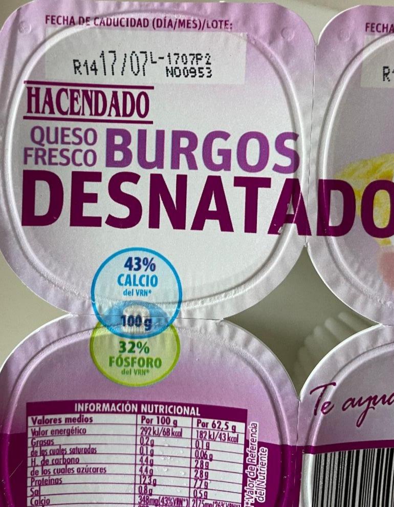 Fotografie - Queso Fresco Burgos Desnatado 0% Hacendado