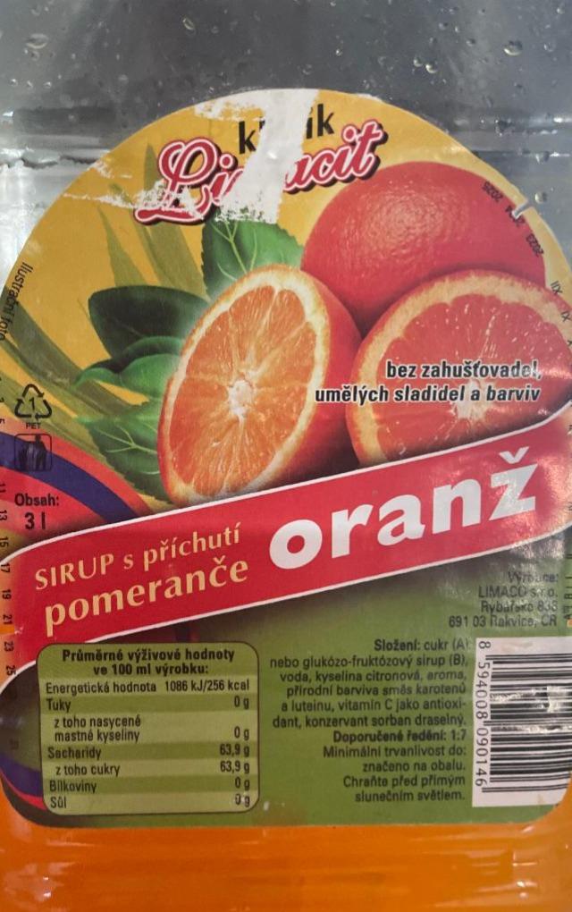 Fotografie - Sirup s příchutí pomeranče oranž Klasik