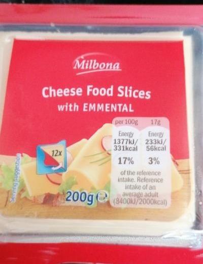 Fotografie - Cheese food slices with Emmental Milbona
