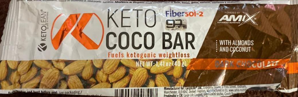 Fotografie - Keto coco bar Dark chocolate Amix Nutrition