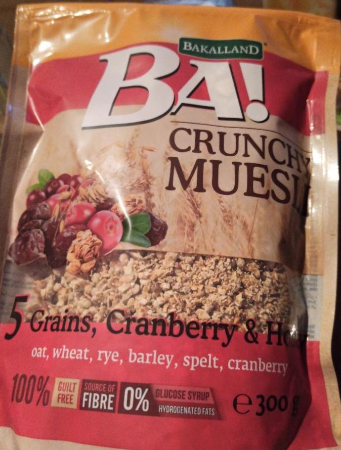 Fotografie - Ba! Crunchy Muesli 5 Grains, Cranberry & Honey Bakalland