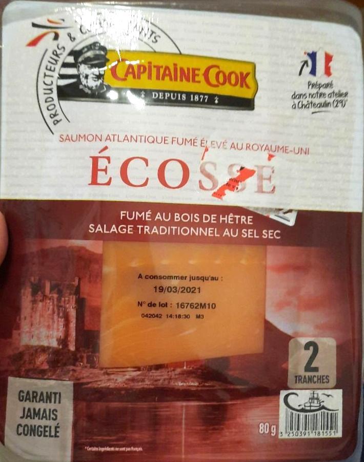 Fotografie - Saumon atlantique fumé élevé au royaume-uni écosse (uzený losos ze Skotska) Capitaine Cook