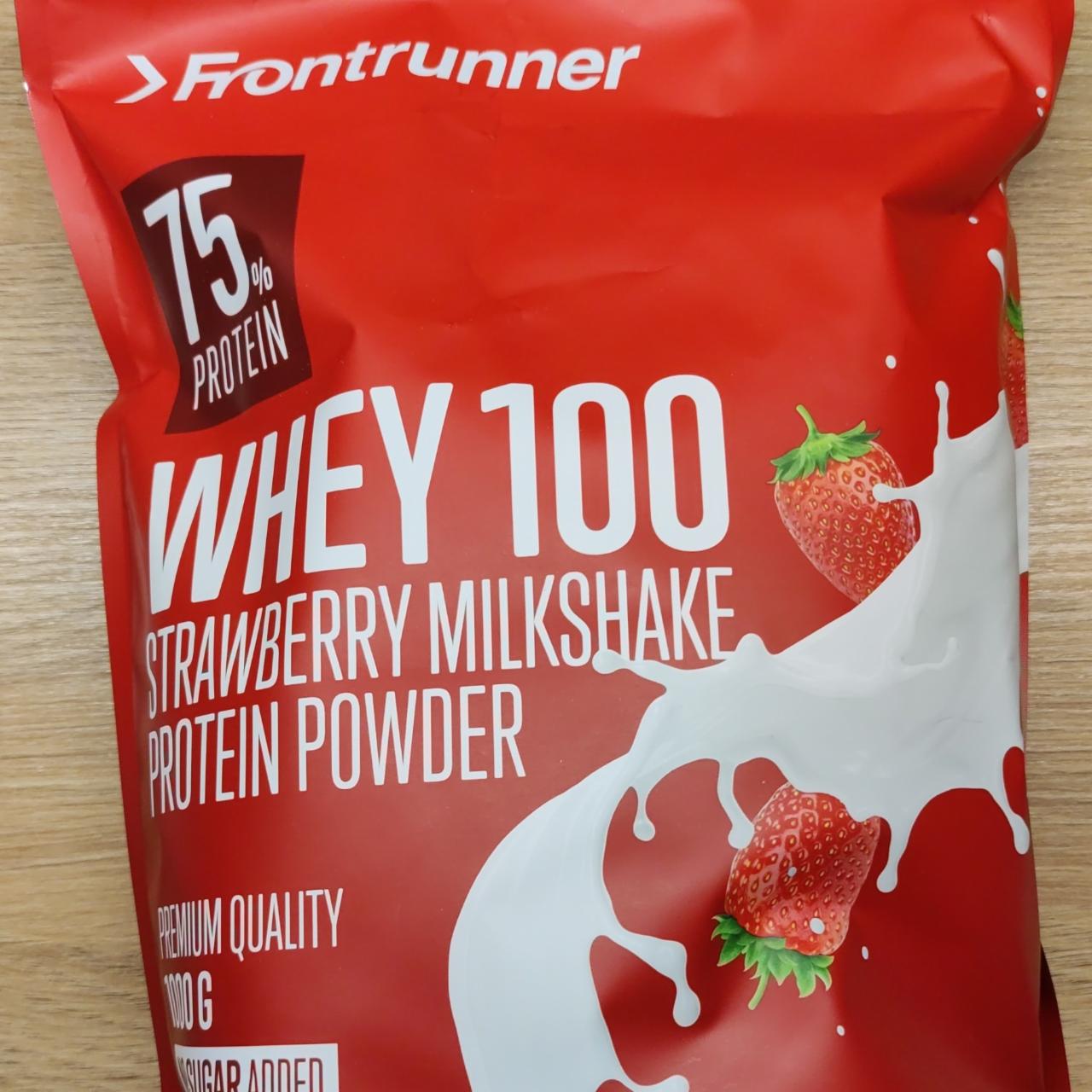 Fotografie - Strawberry Milkshake 75 % protein powder Frontrunner