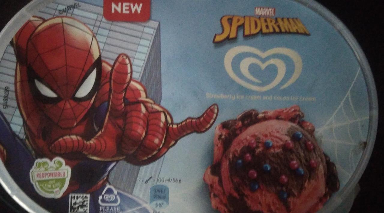 Fotografie - Spider-man jahodový a kakaový mražený krém Algida