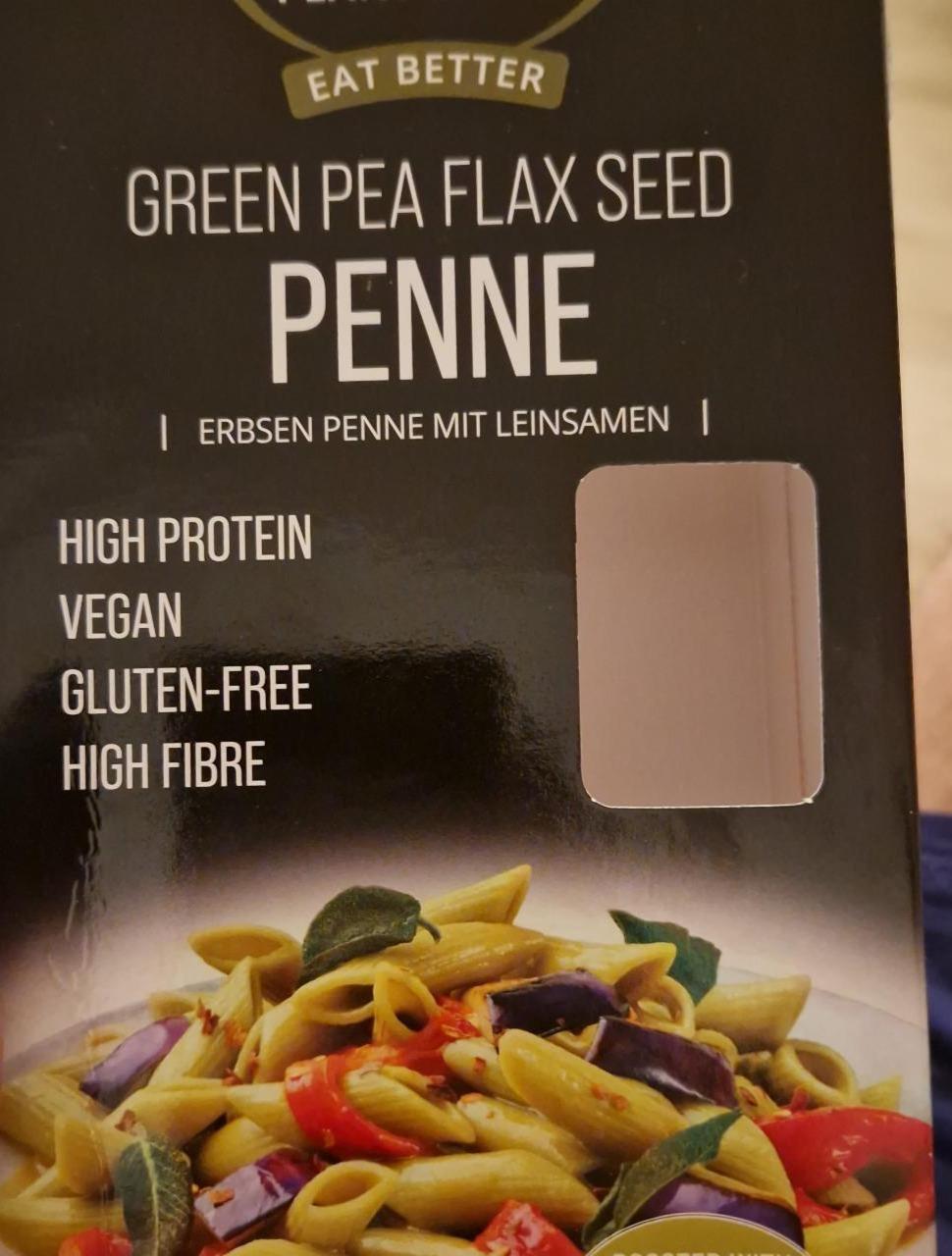 Fotografie - Green Pea Flax Seed Penne Planet Plant-Based
