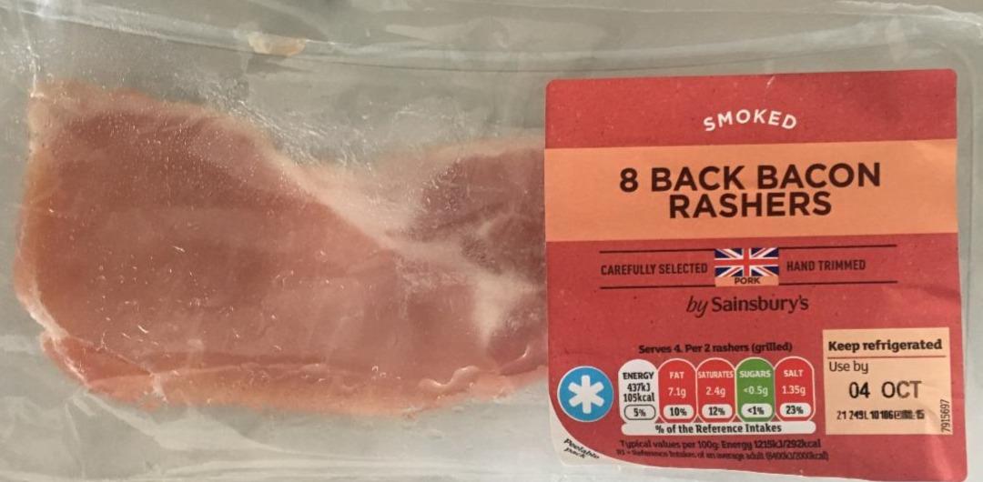 Fotografie - 8 Back Bacon Rashers Smoked by Sainsbury's