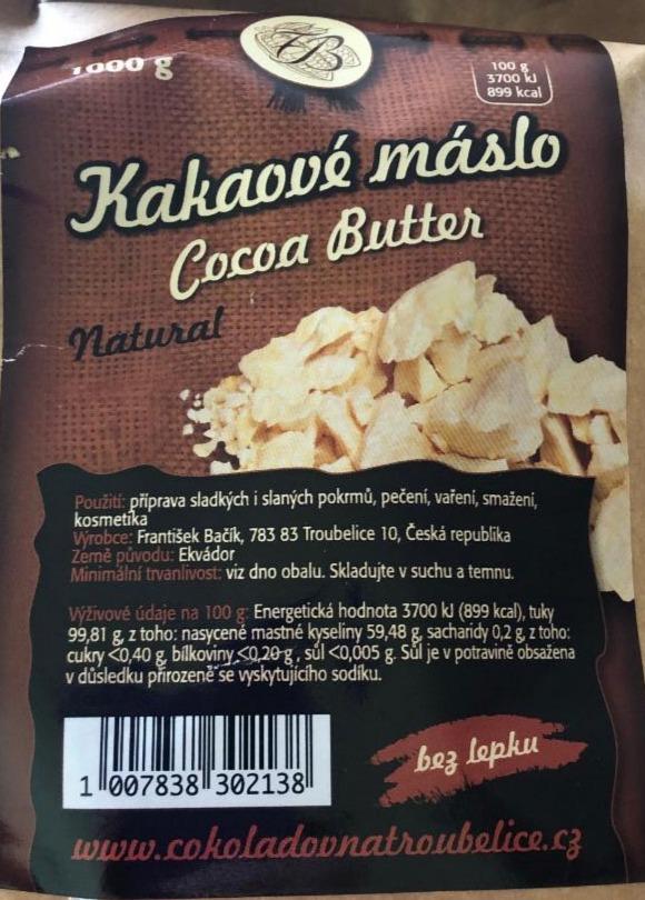 Fotografie - Kakaové máslo natural Čokoládovna Troubelice