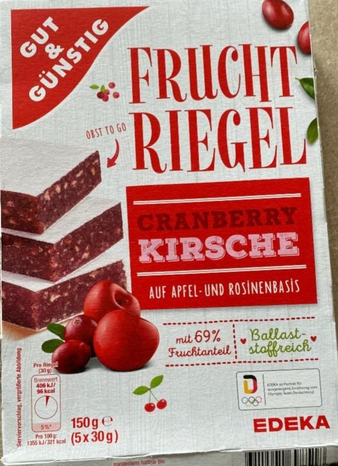 Fotografie - Frucht riegel cranberry kirsche Gut&Günstig