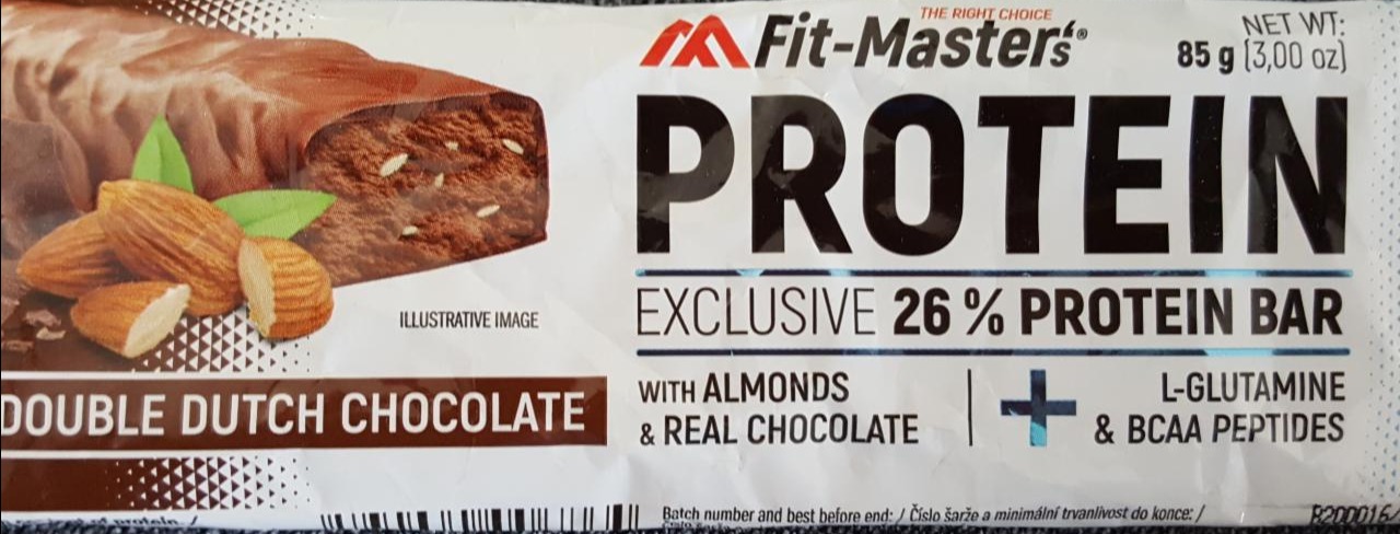 Fotografie - Protein bar double dutch chocolate with almonds & real chocolate Fit-master's