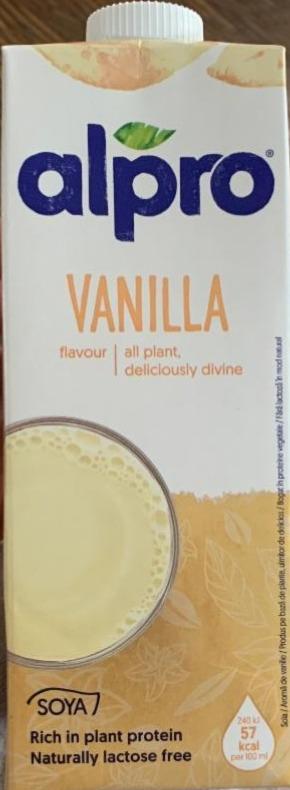 Fotografie - Soya vanilla flavour (sojový nápoj s vanilkovou příchutí) Alpro